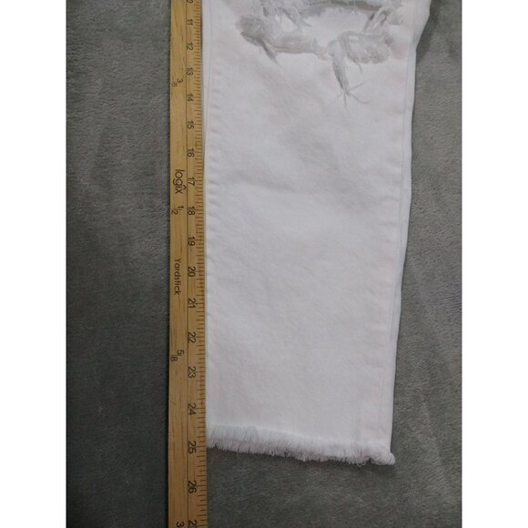 Torrid Jeans Womens 14R White Denim High Rise Straight Frayed Hem Button Fly - Picture 5 of 9